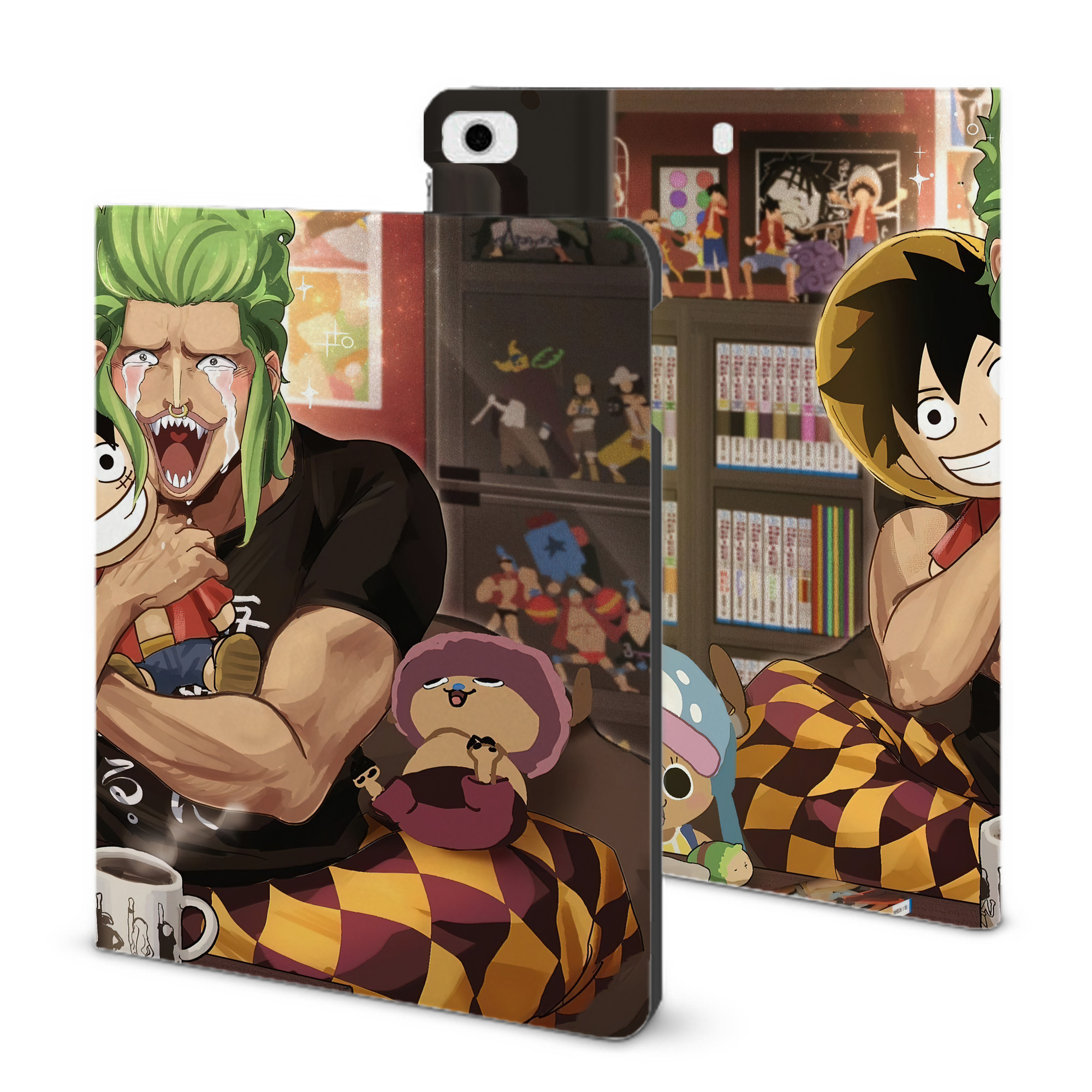 （画像用） ワンピース ONE PIECE IPad ケース ブック型 PUレザー TPU 耐衝撃 軽量 薄型 ペン収納なし 全面保護 IPad 各モデル対応